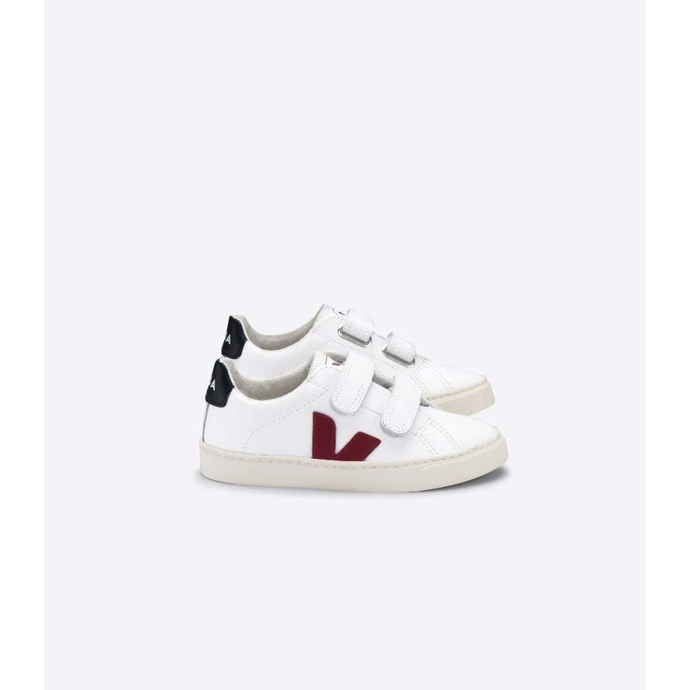 Veja ESPLAR LEATHER Joggesko Barn White/Black/Red | NO 819MQZ